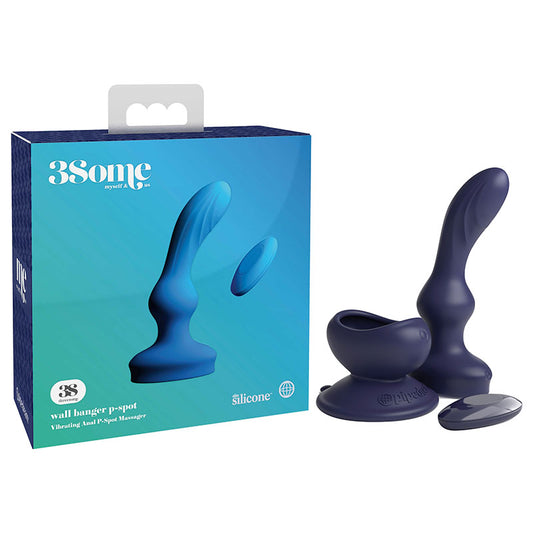 3Some Wall Banger P-Spot - Blue USB Rechargeable Vibrating Prostate Massager with Remote - BlueBonnet