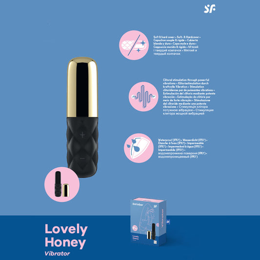 Satisfyer Mini Lovely Honey - Gold/Black USB Rechargeable Mini Vibrator - BlueBonnet