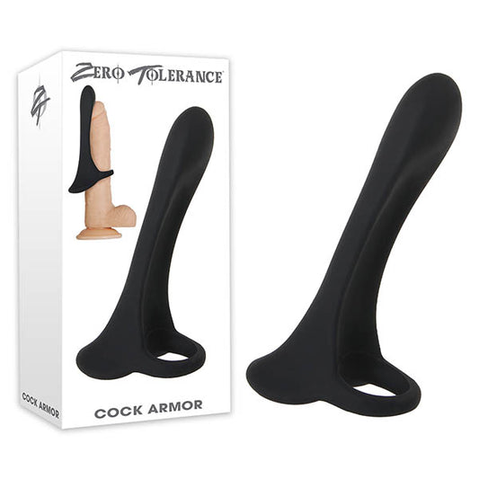Zero Tolerance Cock Armor - Black USB Rechargeable Vibrating Penis Sleeve - BlueBonnet